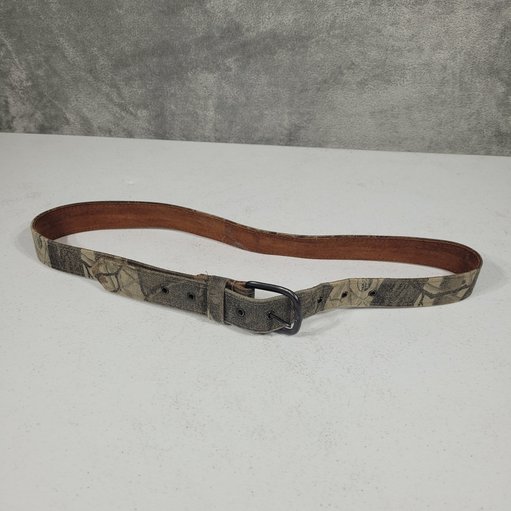 Realtree Belt Mens Size 38 Camo Canvas Leather Lined Outdoor Casual Grommet